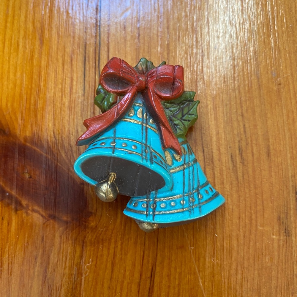 Vintage Plastic Holiday Bells Brooch